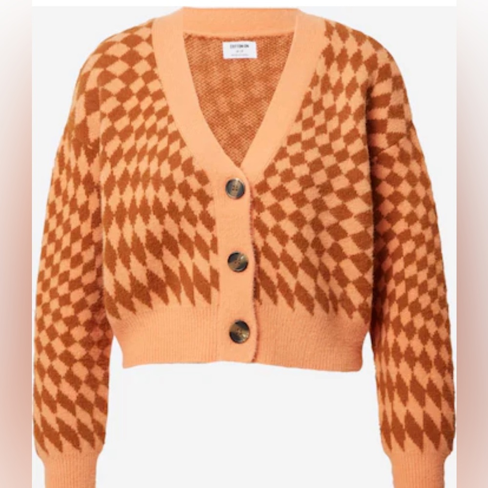 Cotton On Knit Cardigan in Lobster, Light Orange smalll